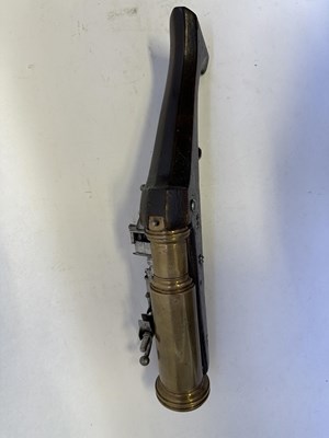 Lot 99 - A RARE GERMAN WHEEL-LOCK PYROTECHNIC PISTOL, CIRCA 1580