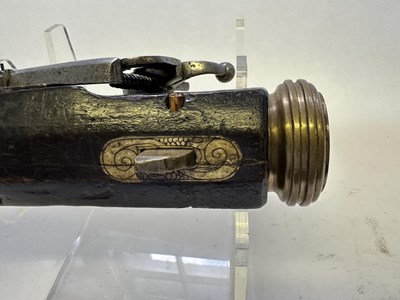 Lot 99 - A RARE GERMAN WHEEL-LOCK PYROTECHNIC PISTOL, CIRCA 1580