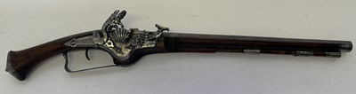 Lot 119 - A VERY RARE 28 BORE RUSSIAN MILITARY SNAPHAUNCE HOLSTER PISTOL