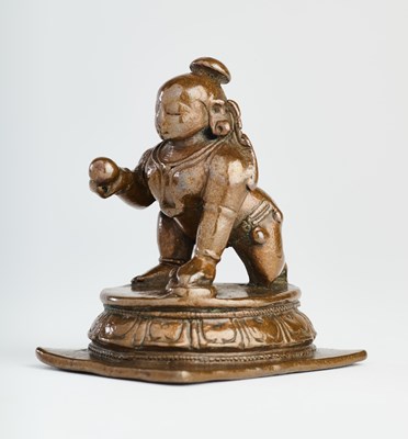 Lot 307 - A BRONZE FIGURE OF BALAKRISHNA, TAMIL NADU, SOUTH INDIA, CIRCA 18TH CENTURY