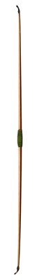 Lot 596 - NINE FERGIE BOWS, 20-47#, 19TH/20TH CENTURY AND FIVE GORDON (LATE MUIR) LONGBOWS, 28-44#