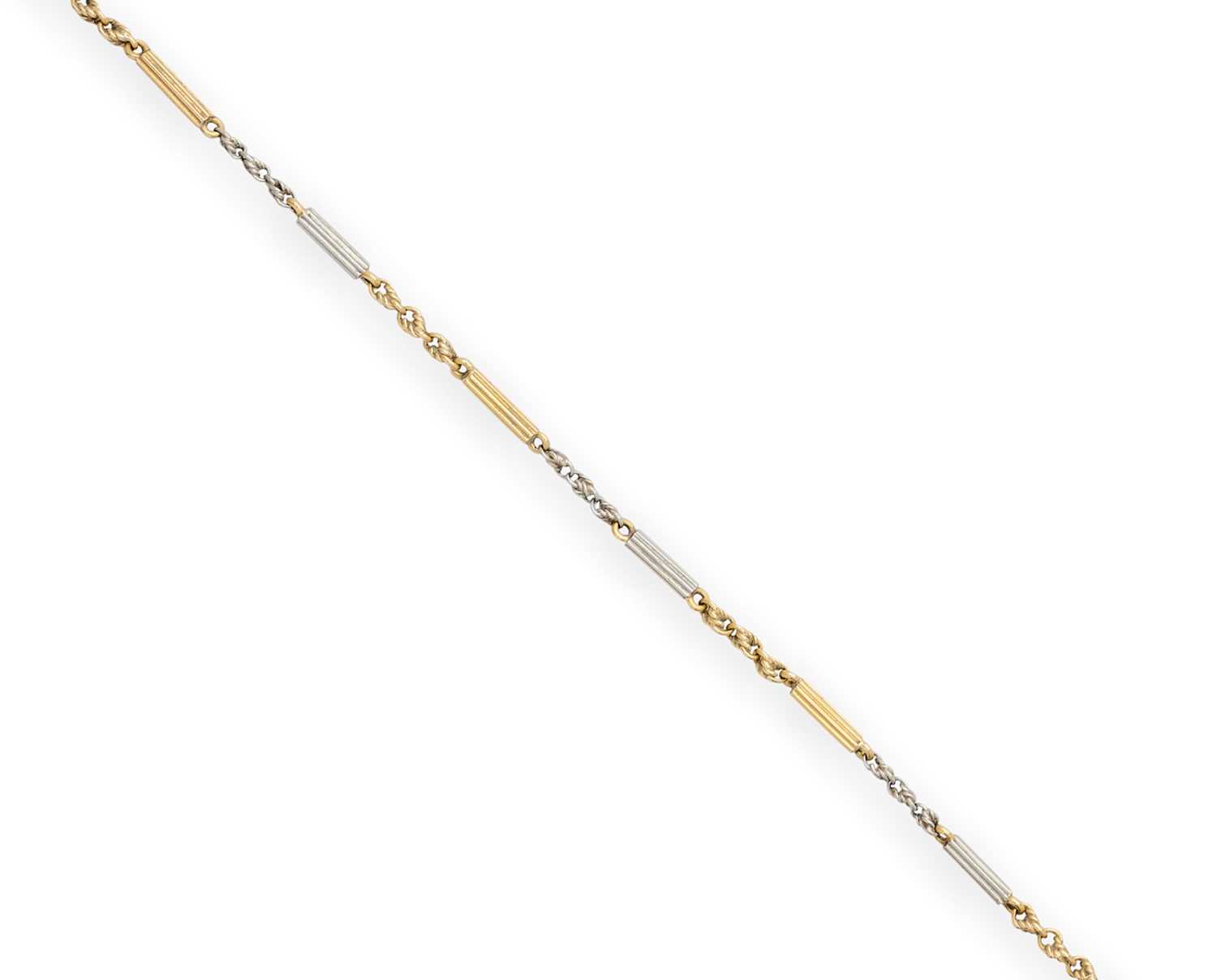 Lot 316 - GOLD AND PLATINUM ALBERT CHAIN, 1920s