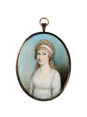 Lot 385 - A PORTRAIT MINIATURE OF SOPHIE SHELBOURNE BY THOMAS HAZLEHURST (1740-1821), CIRCA 1805