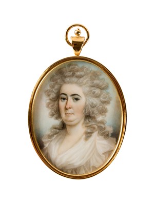 Lot 383 - A PORTRAIT MINIATURE OF MRS GOLDWYN BY JOHN BARRY (CIRCA 1784-1827), CIRCA 1790