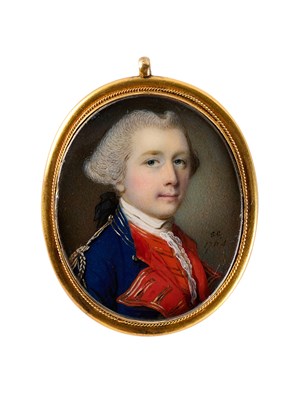 Lot 353 - A PORTRAIT MINIATURE OF COLONEL GEORGE LEWIS RA BY SAMUEL COTES (1734-1818), DATED 1764