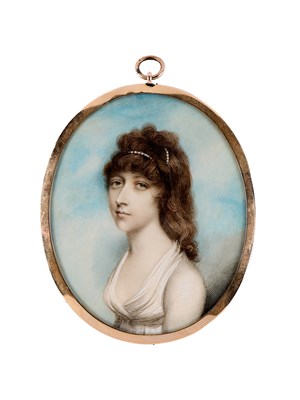 Lot 388 - A PORTRAIT MINIATURE OF THE HON. MRS CHILDERS OF CANTLEY BY ANDREW PLIMER (1763-1837), CIRCA 1795