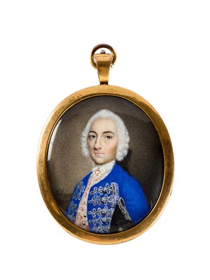 Lot 349 - A PORTRAIT MINIATURE OF A NOBLEMAN BY GERVASE SPENCER (CIRCA 1715-1763), DATED 1745