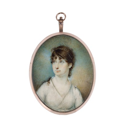 Lot 389 - A PORTRAIT MINIATURE OF A LADY, ENGLISH SCHOOL, CIRCA 1810
