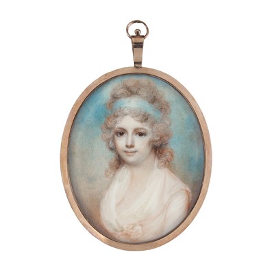 Lot 391 - A PORTRAIT MINIATURE OF MISS WATHEN, ATTRIBUTED TO HENRY JACOB BURCH (1763-1834), CIRCA 1790