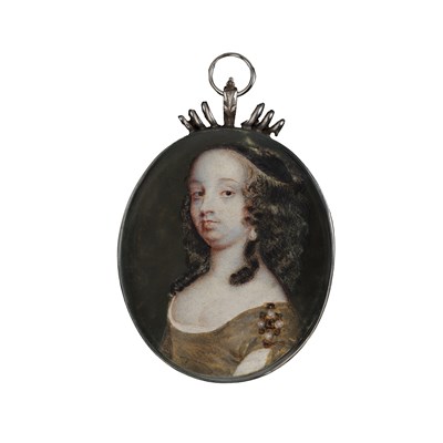 Lot 342 - A PORTRAIT MINIATURE OF A LADY BY RICHARD GIBSON (1615-1690), CIRCA 1670