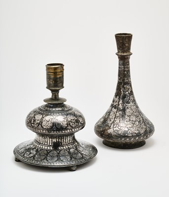 Lot 333 - TWO BIDRI HUQQA BOTTLES, DECCAN, MID-19TH CENTURY