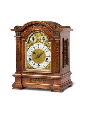 Lot 122 - A GERMAN WALNUT TABLE CLOCK, A.G.U.L., LENZKIRCH, 1902