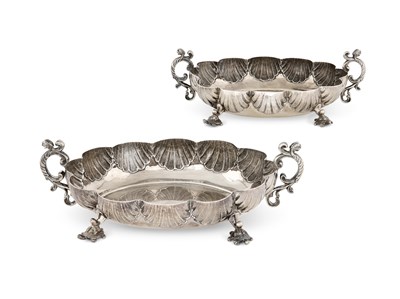 Lot 238 - A PAIR OF VICTORIAN BRITANNIA STANDARD SILVER DISHES, APPARENTLY NO MAKER'S MARK, LONDON, 1883