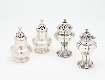 Lot 138 - TWO PAIRS OF VICTORIAN SILVER PEPPERETTES, LONDON, 1840 / 41