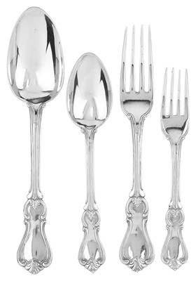 Lot 381 - A SET OF VICTORIAN TABLE SILVER