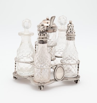 Lot 135 - A VICTORIAN SILVER CRUET SET, C.T. & G. FOX, LONDON, 1864