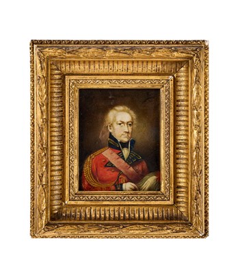 Lot 408 - A PORTRAIT MINIATURE OF MAJOR GENERAL SIR DAVID OCHTERLONY, BT, GCB, (1758-1825), ATTRIBUTED TO ROBERT HOME (1752-1834), CIRCA 1816