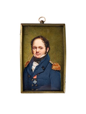 Lot 402 - A PORTRAIT MINIATURE OF A CAPTAIN IN THE ROYAL NAVY, ENGLISH SCHOOL, CIRCA 1820
