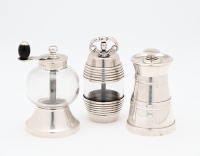Lot 111 - THREE VICTORIAN SILVER PEPPER MILLS