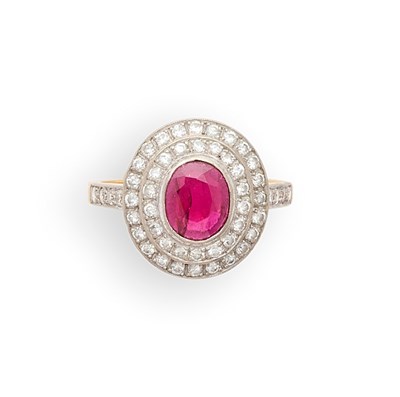 Lot 453 - RUBY AND DIAMOND CLUSTER RING, 1988
