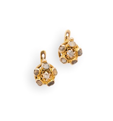 Lot 350 - PAIR OF DIAMOND CLUSTER EARRINGS, 1890s