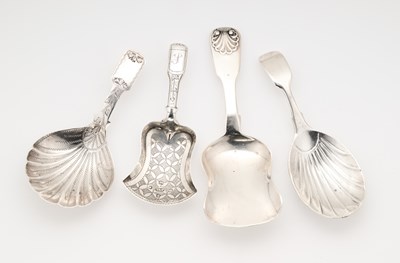Lot 69 - FOUR VICTORIAN SILVER CADDY SPOONS, EDINBURGH, BIRMINGHAM AND LONDON, 1842-78