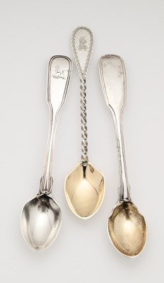 Lot 81 - THREE SETS OF VICTORIAN SILVER EGG SPOONS, NEWCASTLE AND LONDON, 1853-73