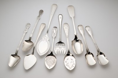 Lot 83 - A GROUP OF TEN VICTORIAN SILVER SERVING PIECES