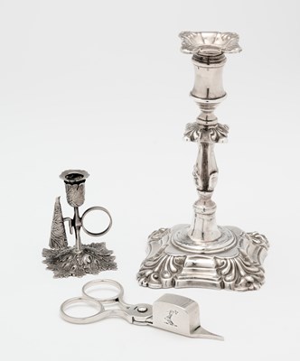 Lot 127 - A VICTORIAN SILVER TAPERSTICK, MAKER'S MARK J.B, LONDON, 1889
