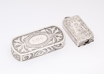 Lot 5 - TWO VICTORIAN SILVER VESTA CASES, BOTH FREDERICK MARSON, BIRMINGHAM, 1856 / 1863