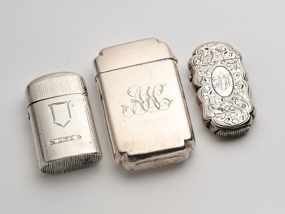 Lot 13 - THREE VICTORIAN SILVER VESTA CASES, COLIN HEWER CHESHIRE, BIRMINGHAM