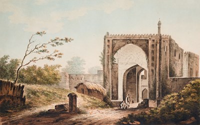 Lot 46 - AFTER WILLIAM HODGES 'THE GATEWAY AT RAJE MAHAL' AND 'A MOSQUE AT GAZIPOOR', 1785 AND 1787