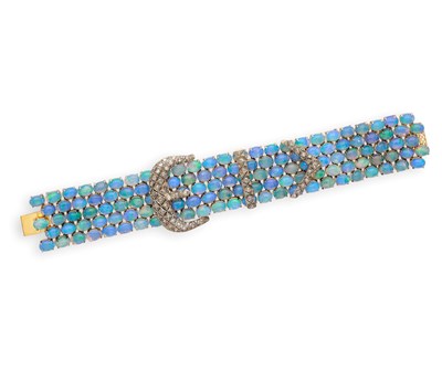Lot 406 - OPAL AND DIAMOND BRACELET