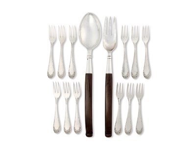 Lot 221 - A SET OF TWELVE ITALIAN CAKE FORKS, LUIGI CALEGARO, PADUA, CIRCA 1950