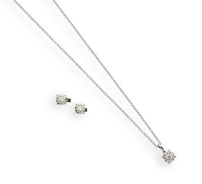 Lot 448 - MAPPIN & WEBB, MASQUERADE PENDANT AND PAIR OF EAR STUDS