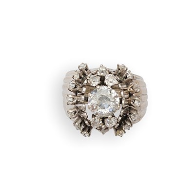 Lot 415 - DIAMOND COCKTAIL RING, 1950s
