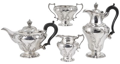 Lot 406 - AN EDWARDIAN SILVER FOUR-PIECE TEA SET