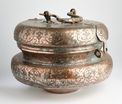 Lot 349 - A TINNED COPPER BOWL AND COVER, PERSIA, 19TH CENTURY