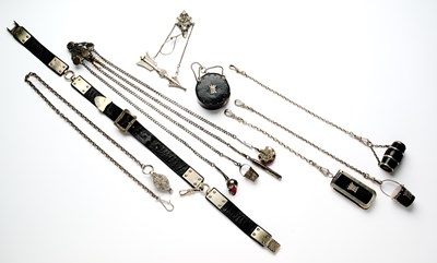 Lot 542 - TWO LADIES’ LATE VICTORIAN OR EDWARDIAN CHATELAINE