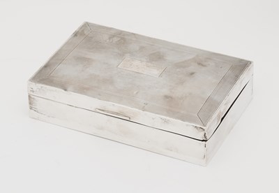 Lot 547 - A SILVER CIGARETTE BOX, C.S. GREEN & CO. LTD., BIRMINGHAM, 1950