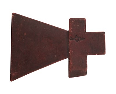 Lot 583 - AN AMERICAN INDIAN CATLINITE PIPE OF AXE-HEAD FORM, 19TH CENTURY