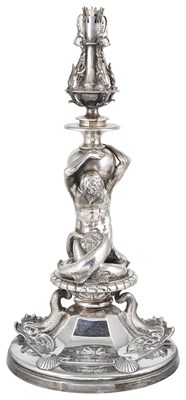 Lot 418 - A VICTORIAN SILVER CENTREPIECE STAND CONVERTED FOR USE AS A LAMP