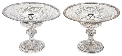 Lot 423 - A PAIR OF VICTORIAN SILVER COMPORT STANDS