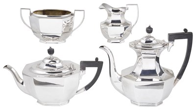 Lot 429 - AN EDWARDIAN SILVER FOUR-PIECE TEA AND COFFEE SET