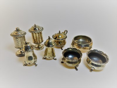 Lot 432 - ASSORTED ENGLISH CONDIMENT SILVER