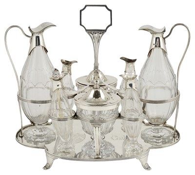 Lot 433 - A GEORGE III SILVER CRUET SET