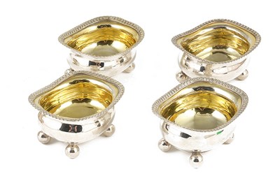 Lot 434 - TWO PAIRS OF GEORGE III SILVER SALT CELLARS