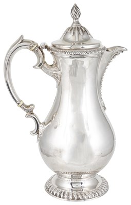 Lot 436 - ~A GEORGE III SILVER HOT WATER JUG