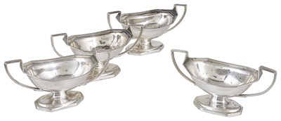 Lot 443 - A SET OF FOUR GEORGE III SILVER SALT CELLARS