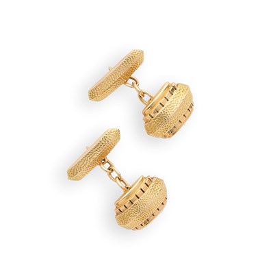 Lot 310 - PAIR OF GOLD CUFFLINKS, 1940s